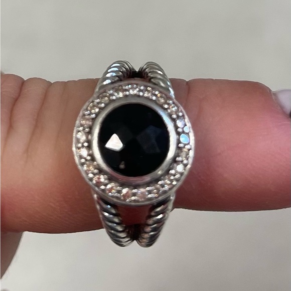 David Yurman black onyx, diamond, sterling ring size 8 - Picture 5 of 7
